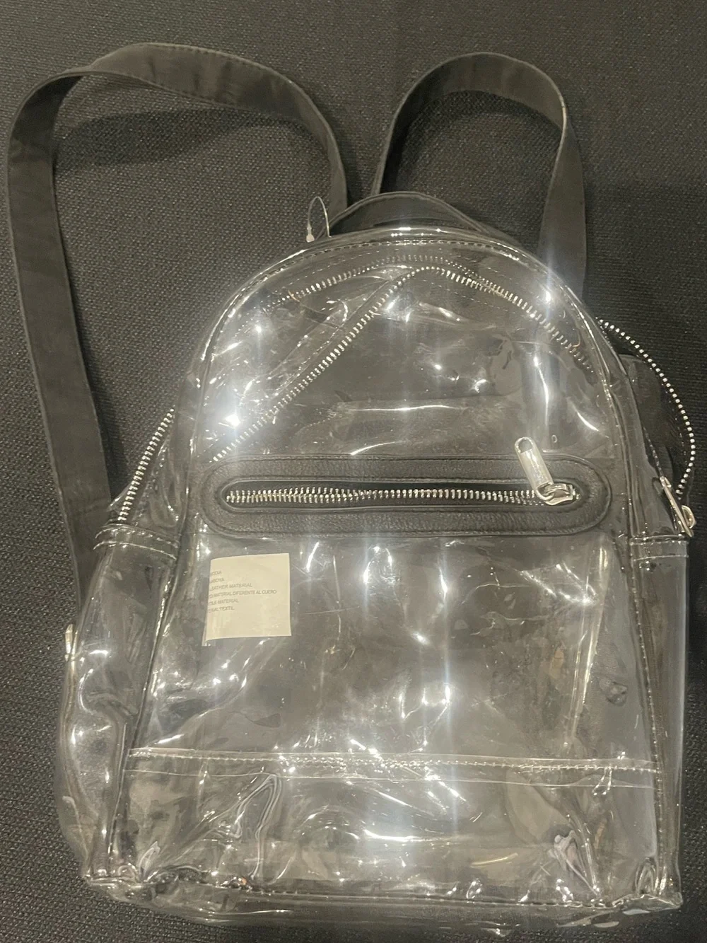 Clear PVC Mini Backpack - Transparent Black Accents